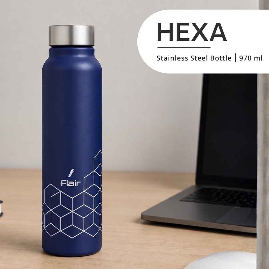 Flair Hexa 1000Ml Stainless Steel Water Bottle - Blue Thunder