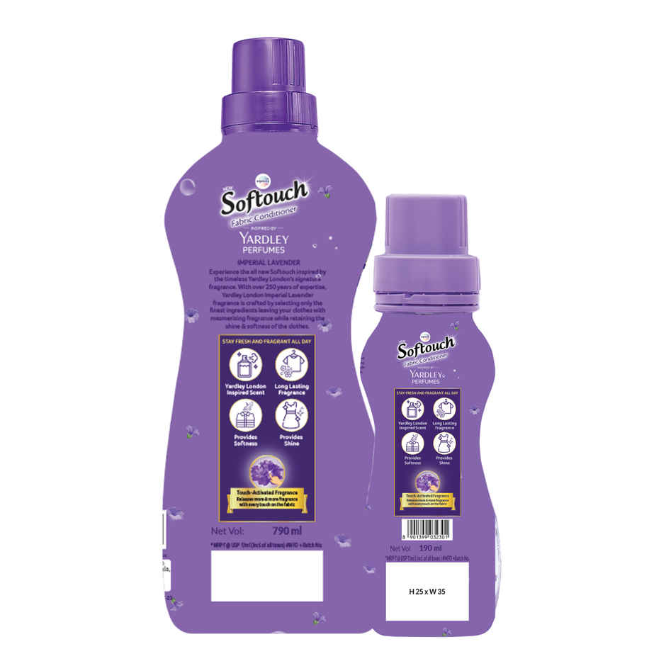 Softouch Yardley Fabric Conditioner | Long lasting Fragrance | Imperial Lavender | 790 + 190 ml