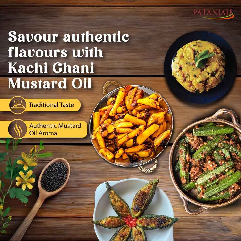 Patanjali Pure Mustard Oil - Natural Kachi Ghani - Sarso Ka Tel - Healthy Cooking Oil For Daily Use