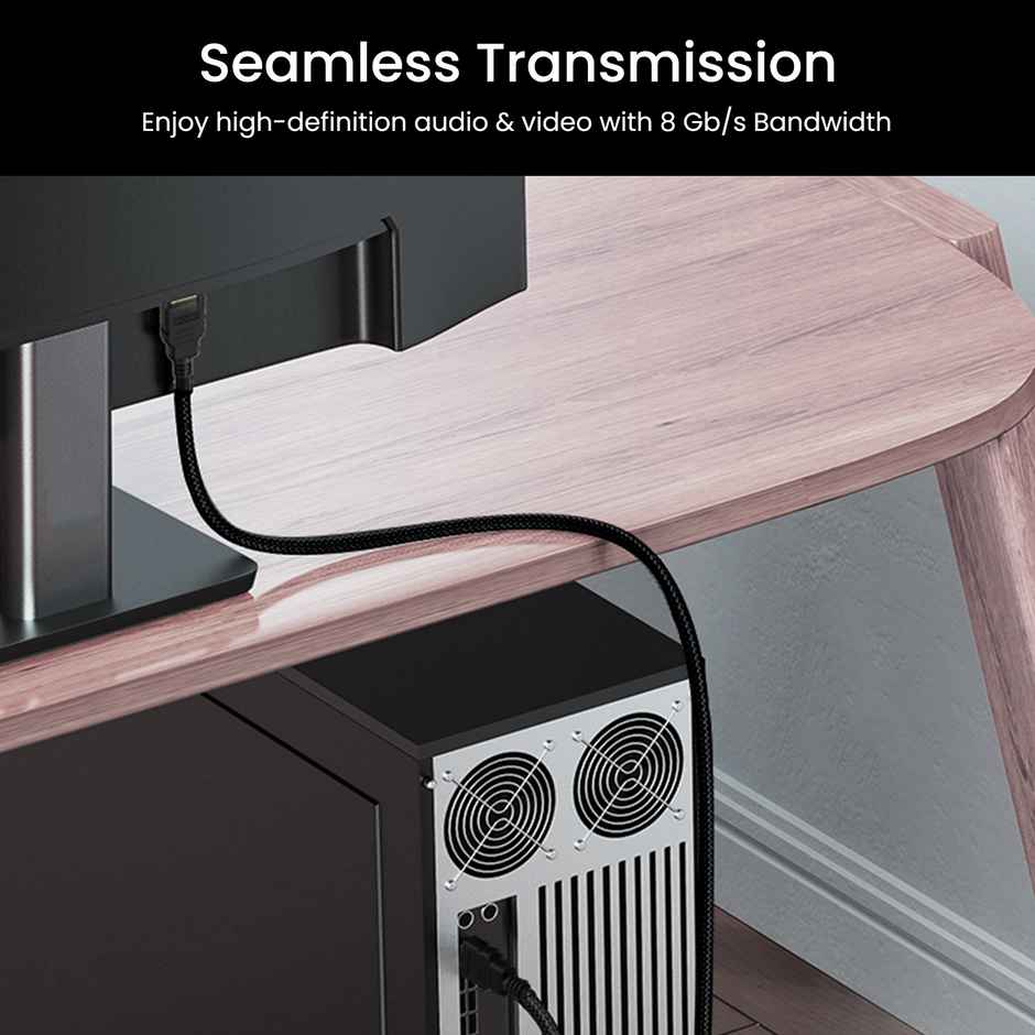 Ambrane (AHDMS-30) 3M High Speed HDMI Cable Supports 3D, 4K, ARC & CEC Extension, Gold Plated Connectors, Compatible with HDMI-Enabled TV, Set Top Box, Blu-ray, Gaming Consoles - Black