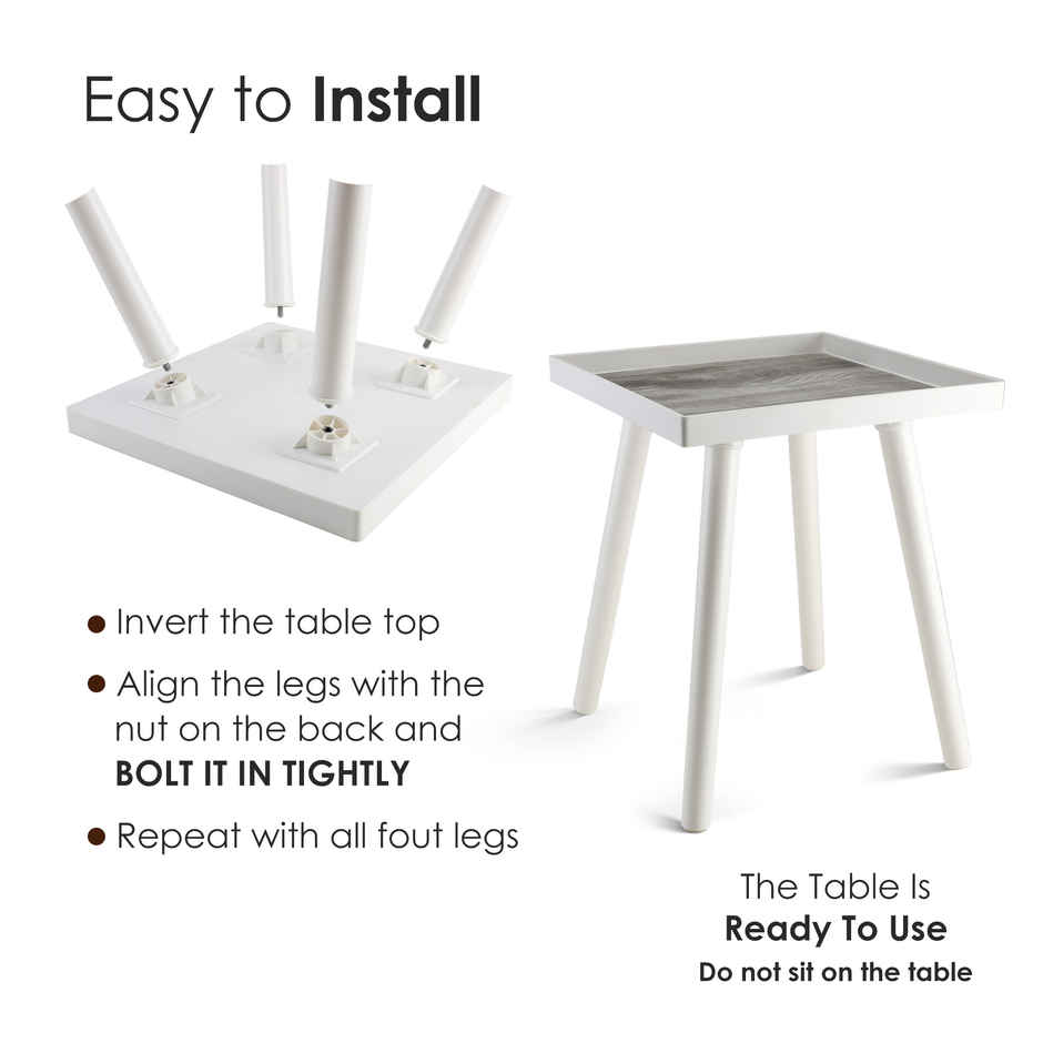 Nayasa Square Side Table Plastic Bedside Table | Grey