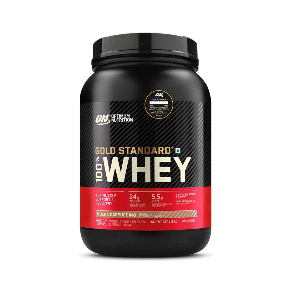 Optimum Nutrition Gold Standard Complete Whey Protein Powder - Mocha Cappuccino (907g) & Boldfit Spider Gym Shaker Bottle (1pc) Combo