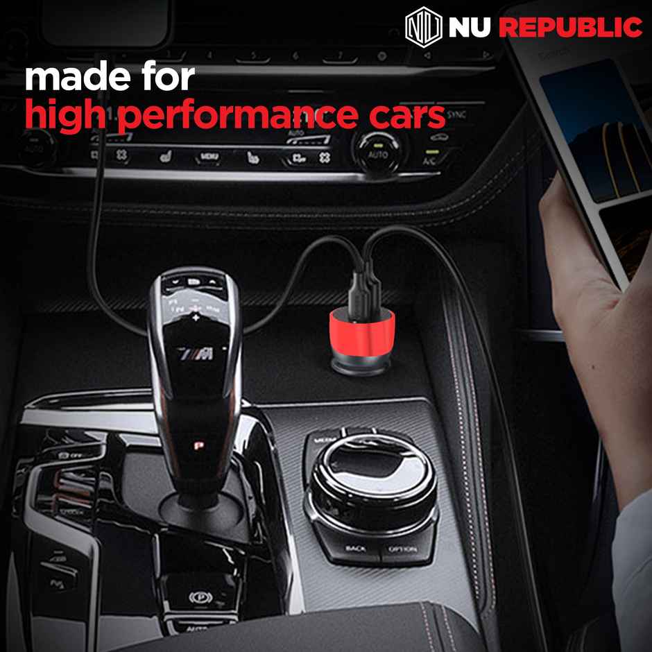 Nu Republic Swift All-in-one 48W Dual Port USB & Type-C Superfast Car Charger (Black/Red)