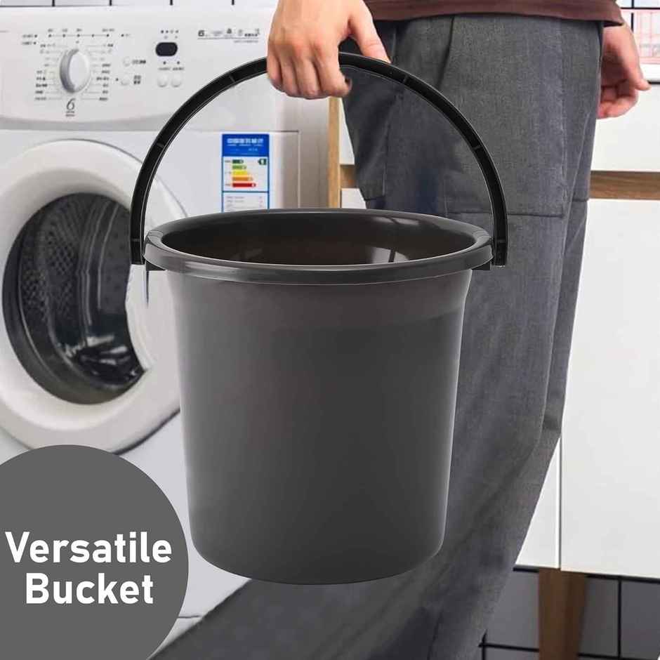 Kuber Industries Tub-Bucket with Mug & Stool Bathroom Combo Set|Set of 4|Gray