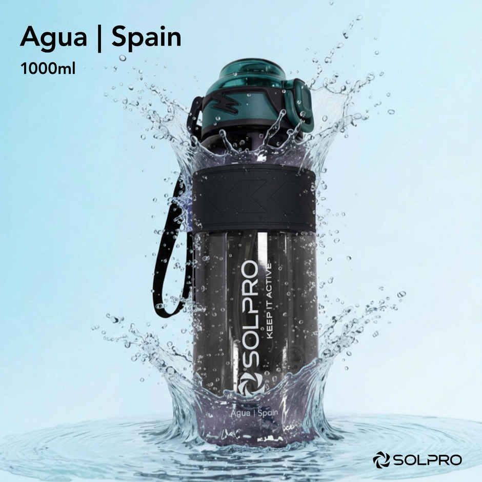 Solpro Agua Spain Sipper Water Bottle | Leakproof BPA Free for School Office Gym Travel | 1 L