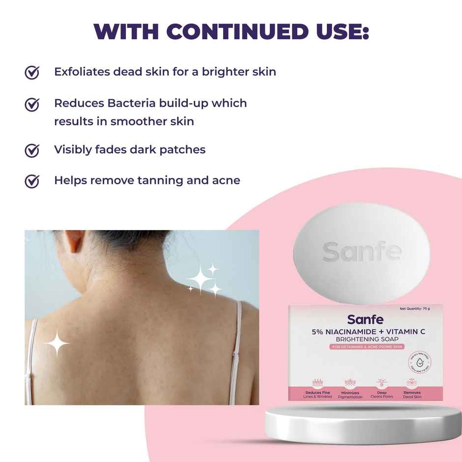 Sanfe 5% Niacinamide & Vitamin C Brightening Soap Detanning Soap Combo 