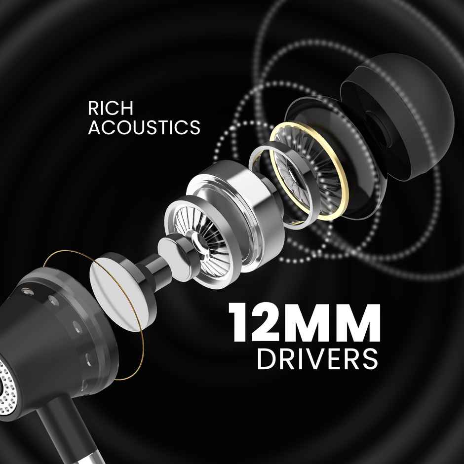 Aroma NB119B Badshah Upto 60 Hours Playtime Fast Charging Dual Pairing Neckband Bluetooth Black
