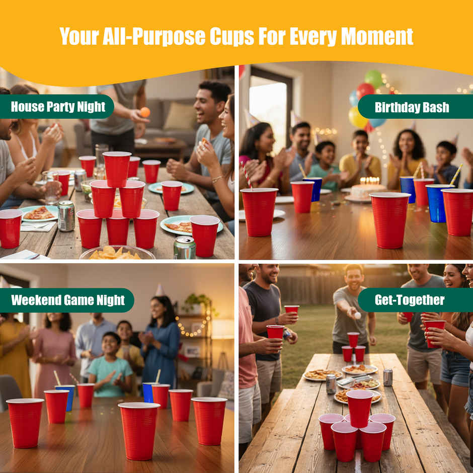 Beer Pong Glasses | Red | 16 Oz | Eco Soul