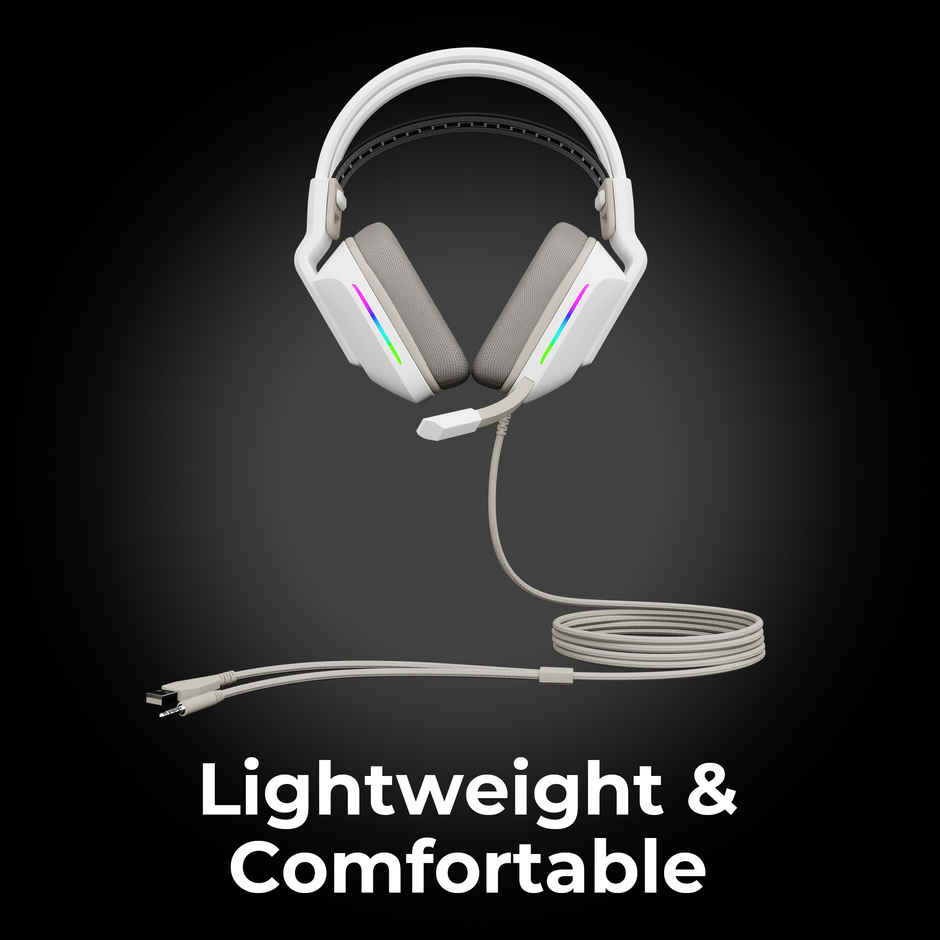 Zebronics Havoc Premium Gaming Over Ear Wired Headphone With Dolby Atmos Subscription (White)