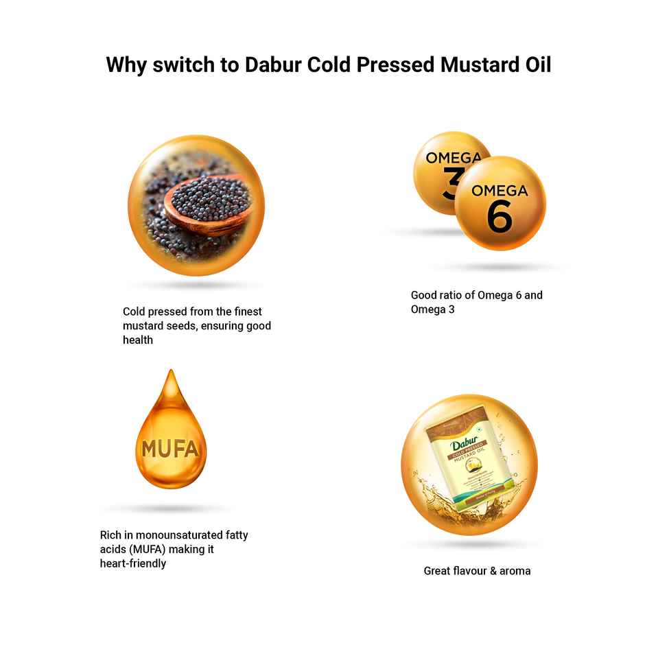 Dabur Mustard (Sarson) Cold Pressed Oil | Healthy Cooking Oil