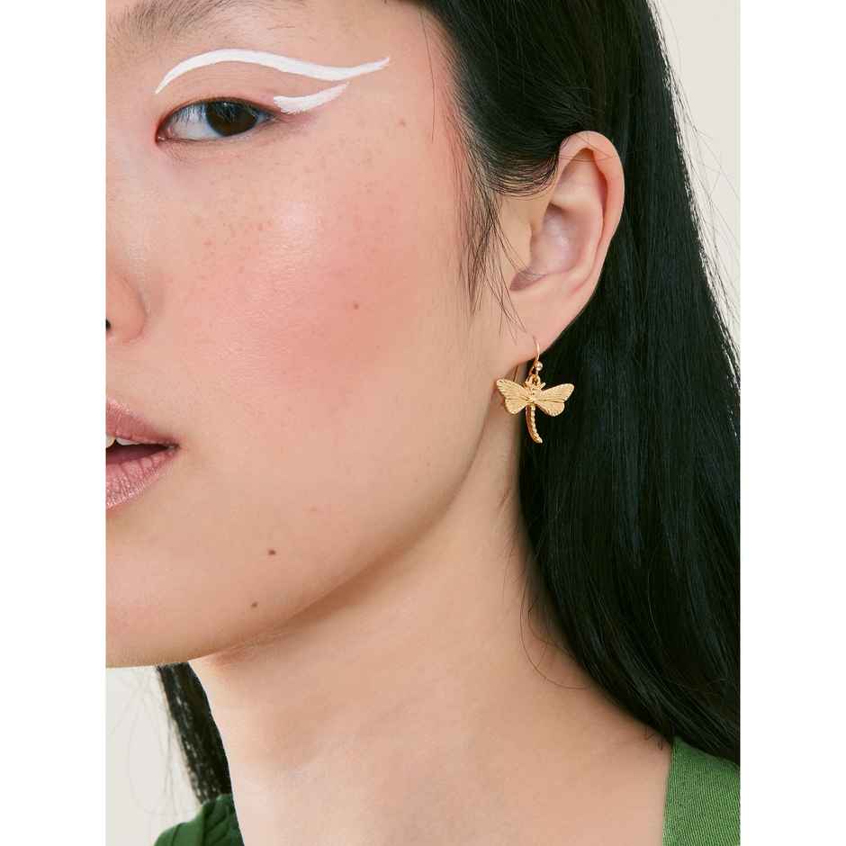 Accessorize London Women's Dragonfly Short Drop Earrings - Gold