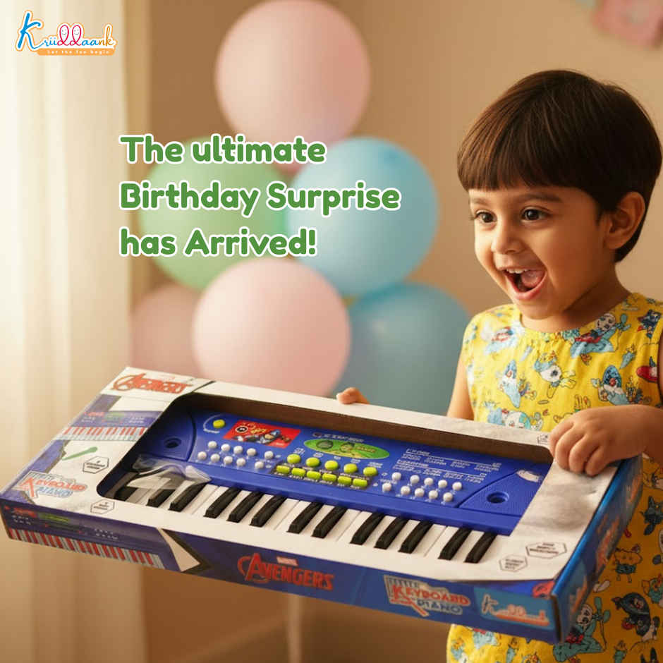 Kriiddaank Marvel Avengers Keyboard Piano 37 Keys Instrument Sounds, Microphone, Demo Light MusicToy