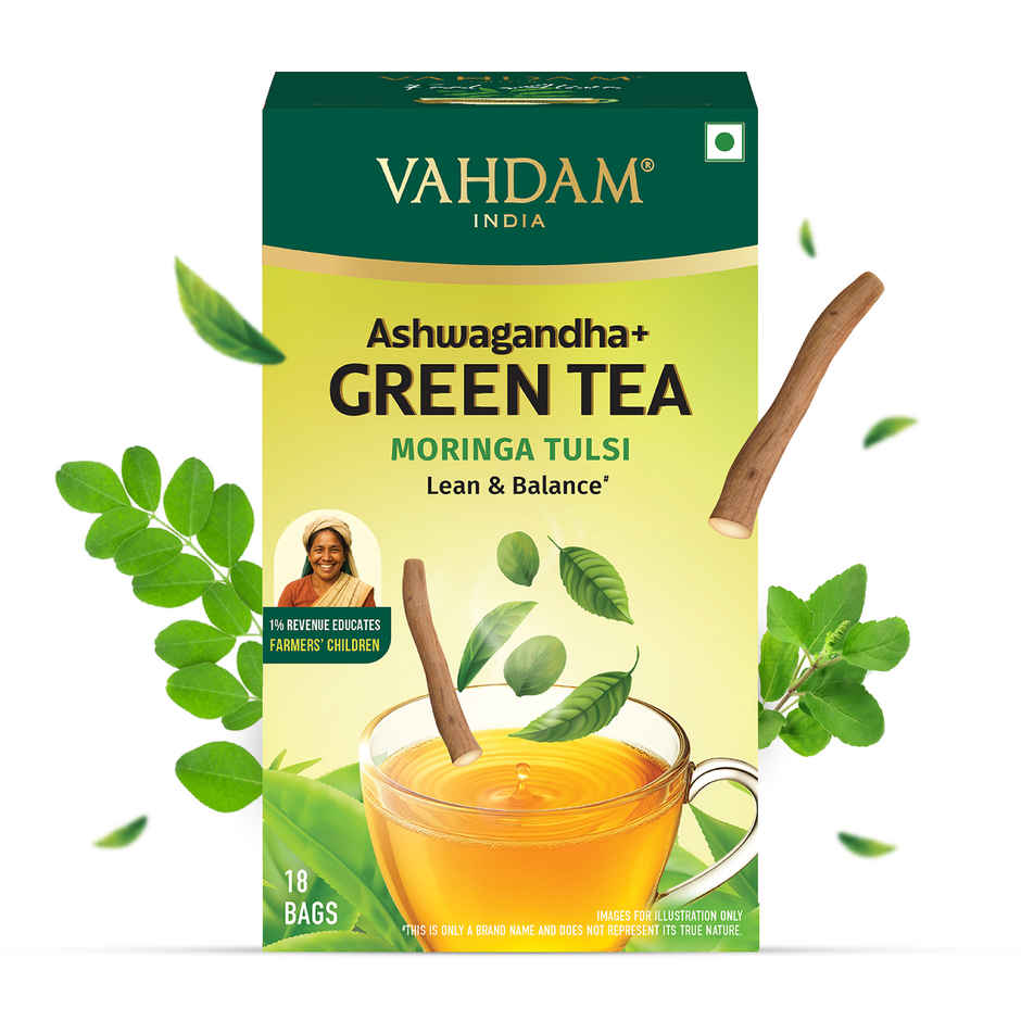 Vahdam Ashwagandha Green Tea Moringa Tulsi