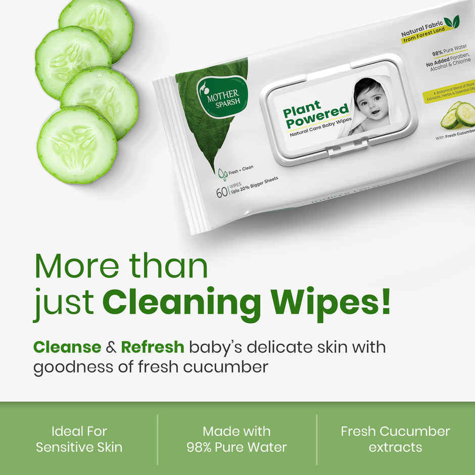 Mother Sparsh Plant Powered Baby Wipes - Natural Cucumber Extract