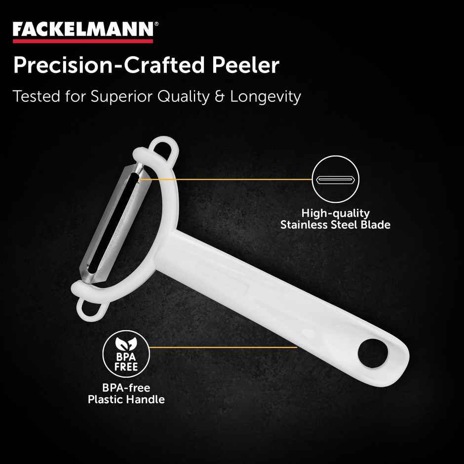 Fackelmann Arcadalina Stainless Steel Vegetable Y-Peeler | White | Ergonomic Plastic Handle