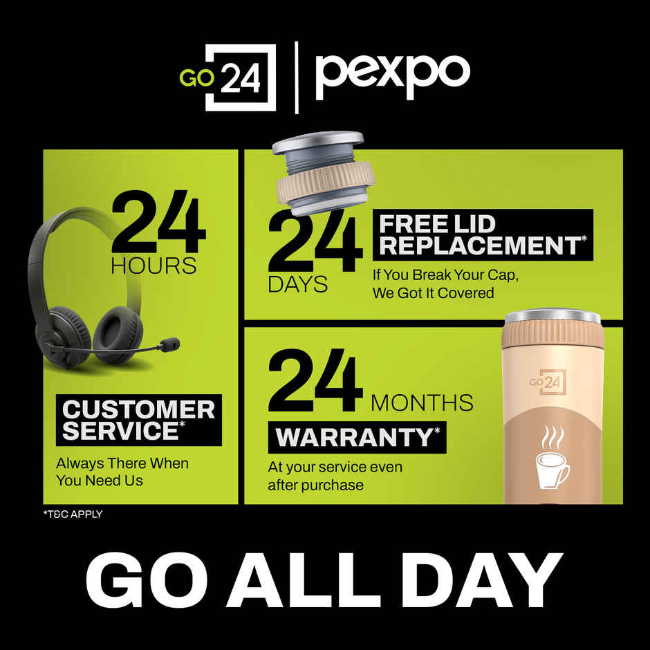 Pexpo Vacuum Insulated UV Bottle, Stainless Steel Hot & Cold Flask | Brown
