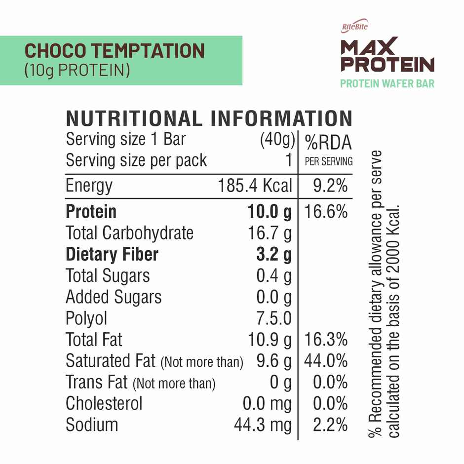 Buy RiteBite Max Protein Coffee Mousse 10g Protein Millet Wafer Bar ...