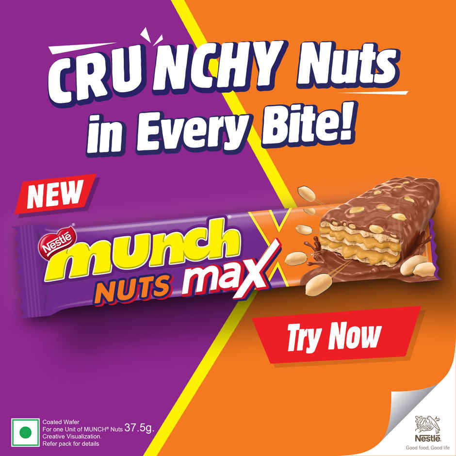 Munch Max Nuts | Double Choco Coated Wafer Bar With Crunchy Nuts