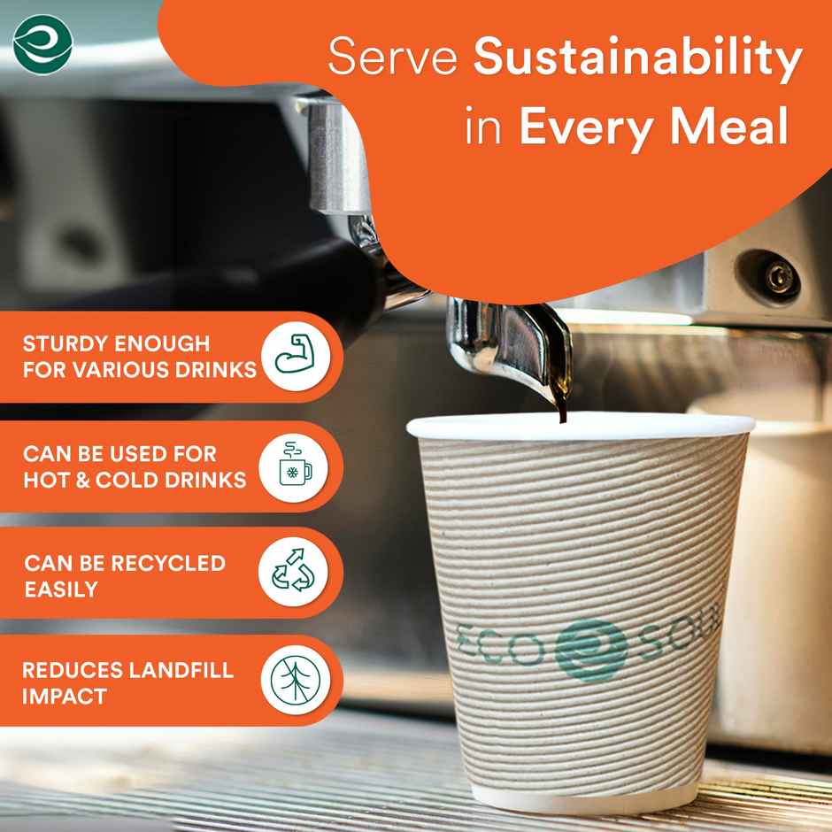 ECO SOUL | Disposable Paper Cups/Glasses | 250 ml | Standard | 10 Count