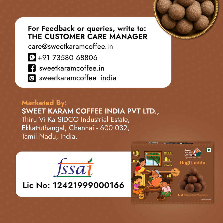 Sweet Karam Coffee White Sugar Free Ragi Laddu | No Preservatives