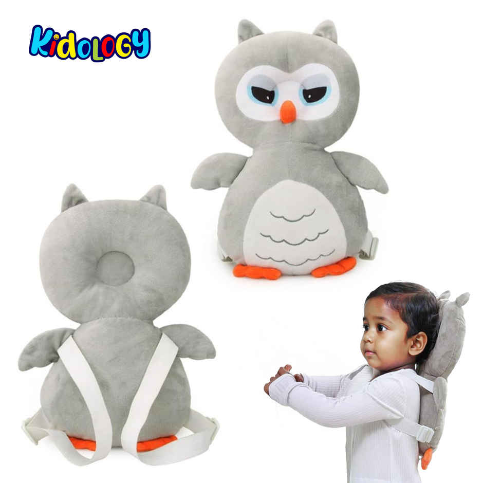 Kidology Head Protector Cushion Plush Toy with Adjustable Straps | Light Grey