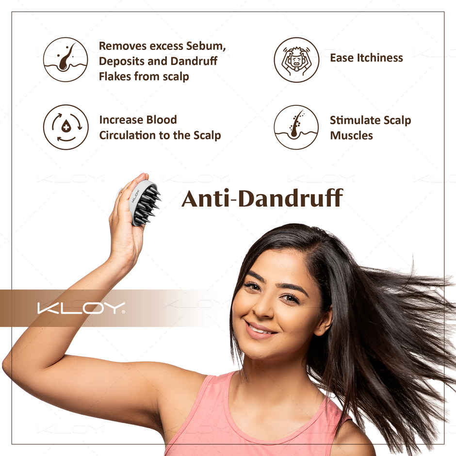 Kloy Round Hair Scalp Massager Shampoo Brush | Super Soft Bristles | Anti-Dandruff | White