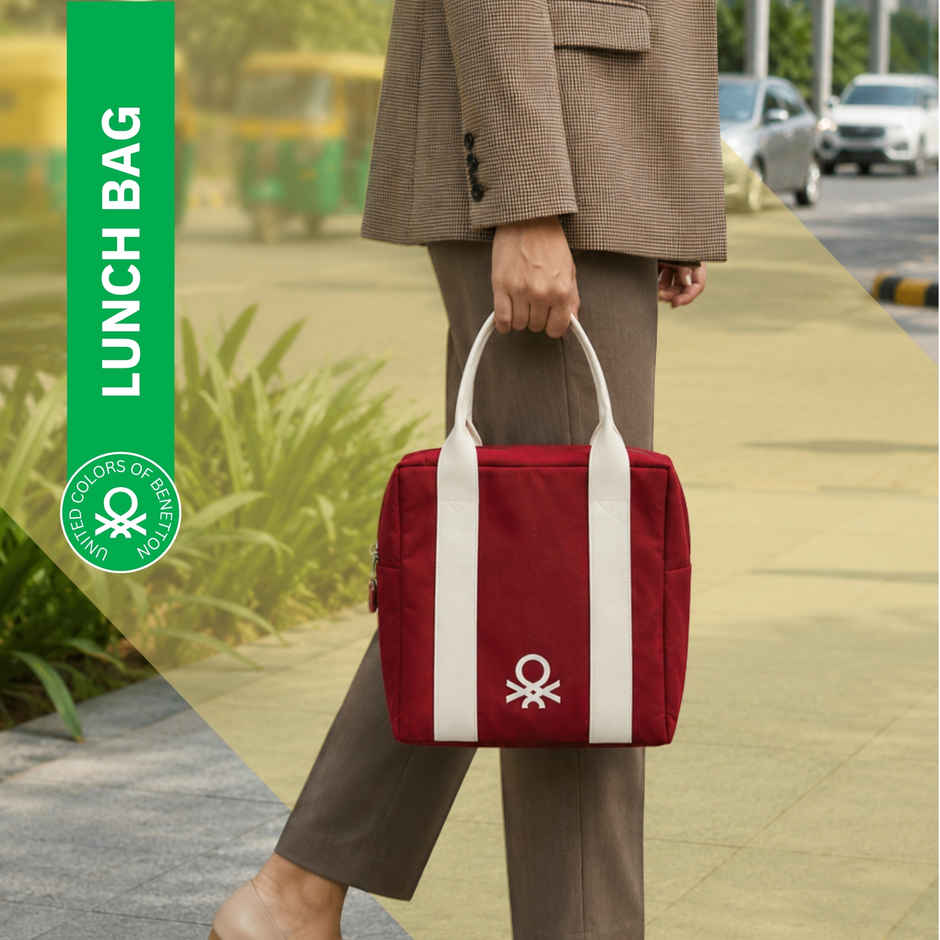United Colors of Benetton Lunch Bag | Polyester | With Back Pocket | Maroon
