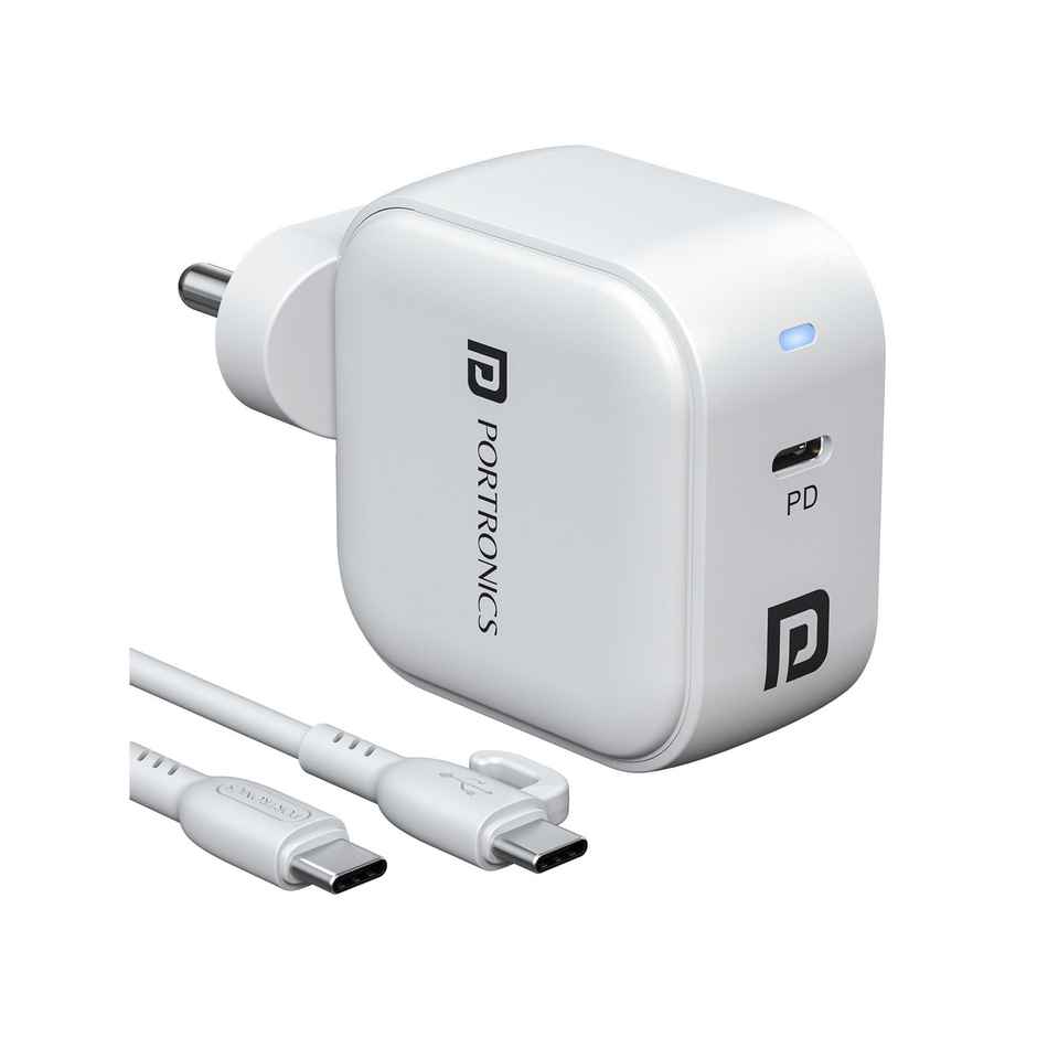 Portronics 45W Adapto 45C Type C SuperFast Charger Adaptor with Type C Cable