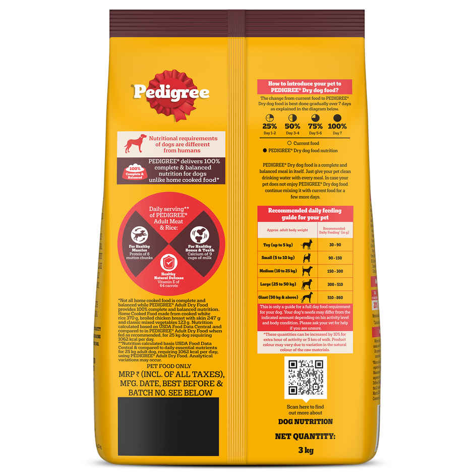 Pedigree Adult Meat & Rice Dry Dog Food