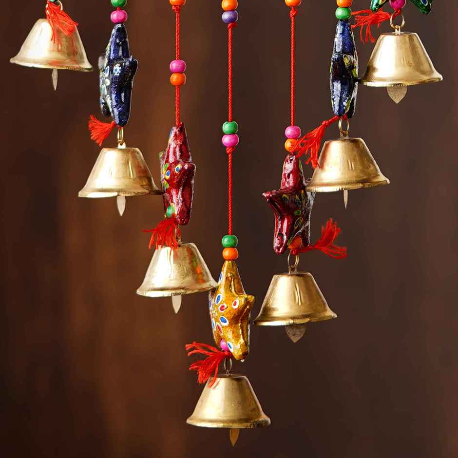 eCraftIndia Handcrafted Decorative Colorful Stars Wall/Door/Window Hanging Bells