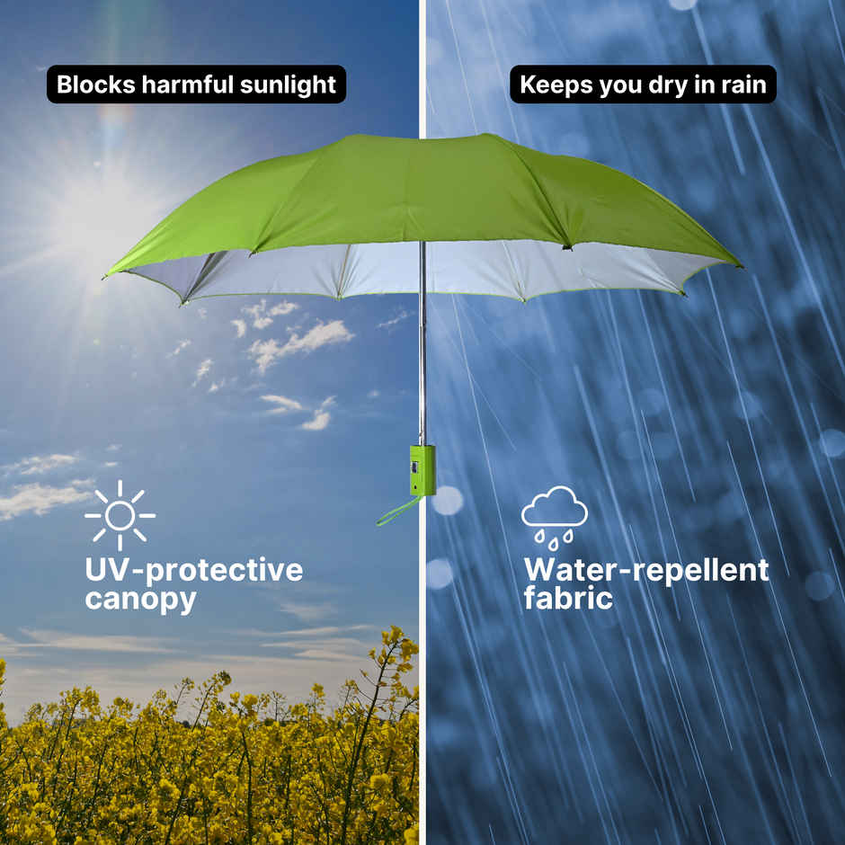 Citizen Mono Silver Umbrella | Lime Green | 21 Inch | 2 Folds
