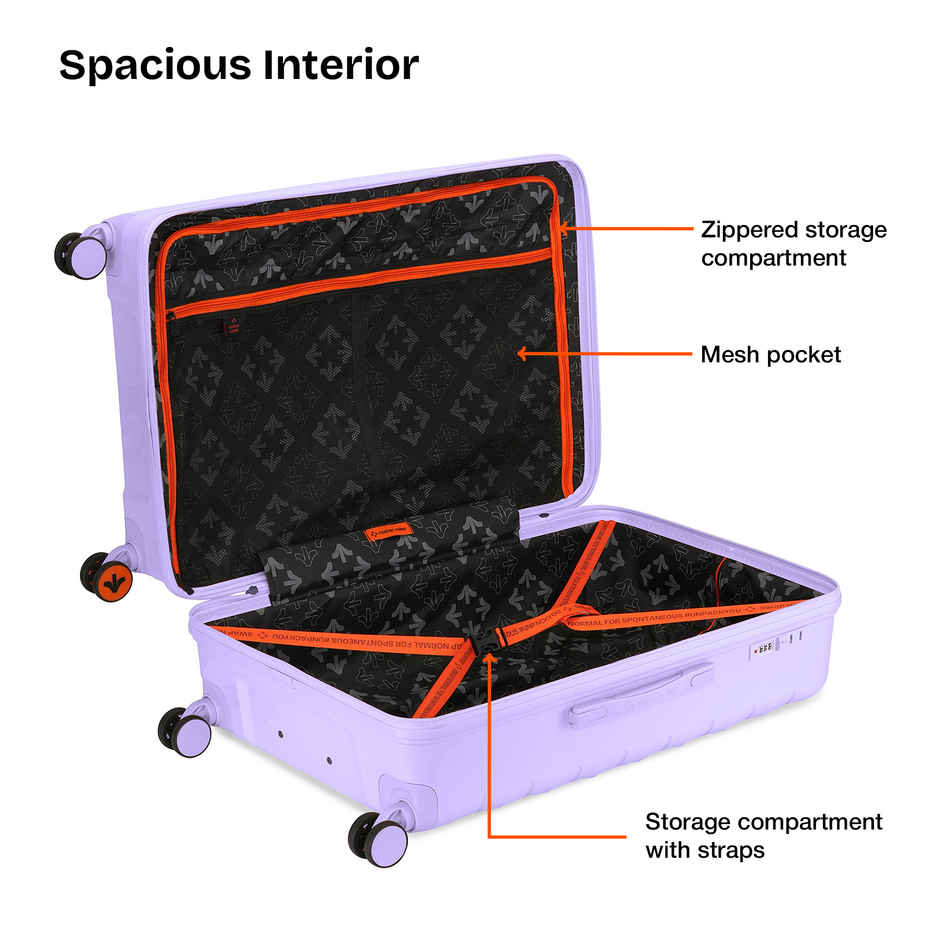 Nasher Miles Vienna Check-In Hard Sided Polypropylene 28 Inch|75 cm Trolley Bag - Purple