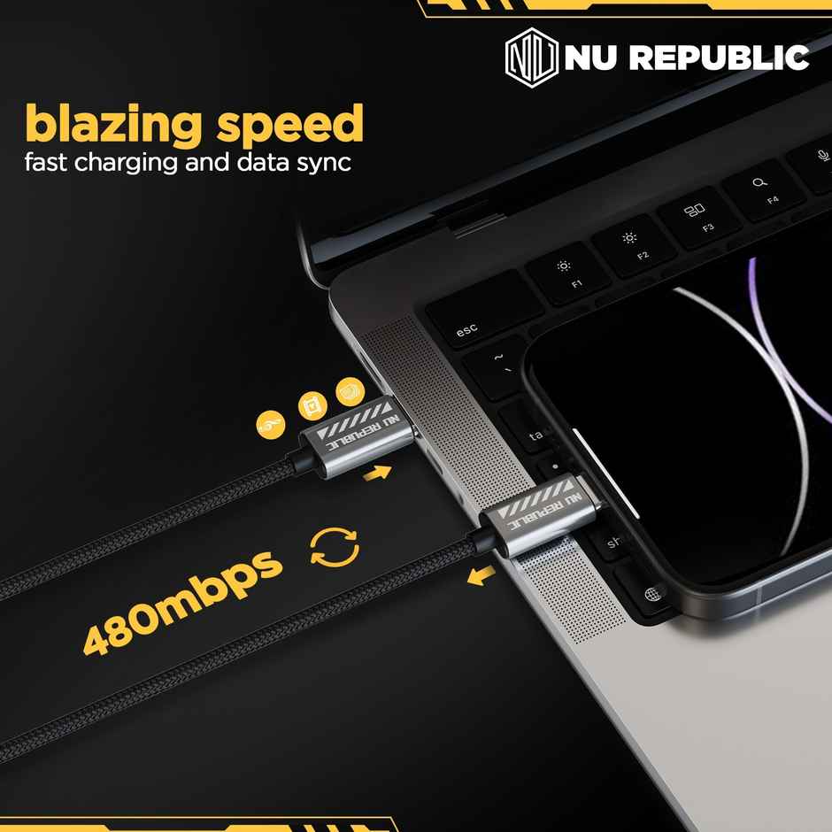 Nu Republic Blaze Flash 33W 1.25m Type C to Lightning Cable (Grey) -1 unit