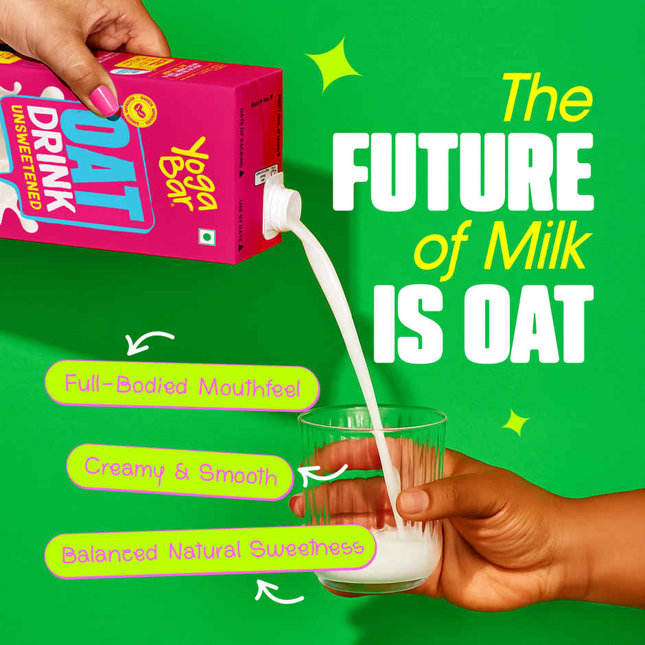 YogaBar Oat Milk | With Vitamins B and D | Plant Based Unsweetened | Dairy and Lactose Free Milk