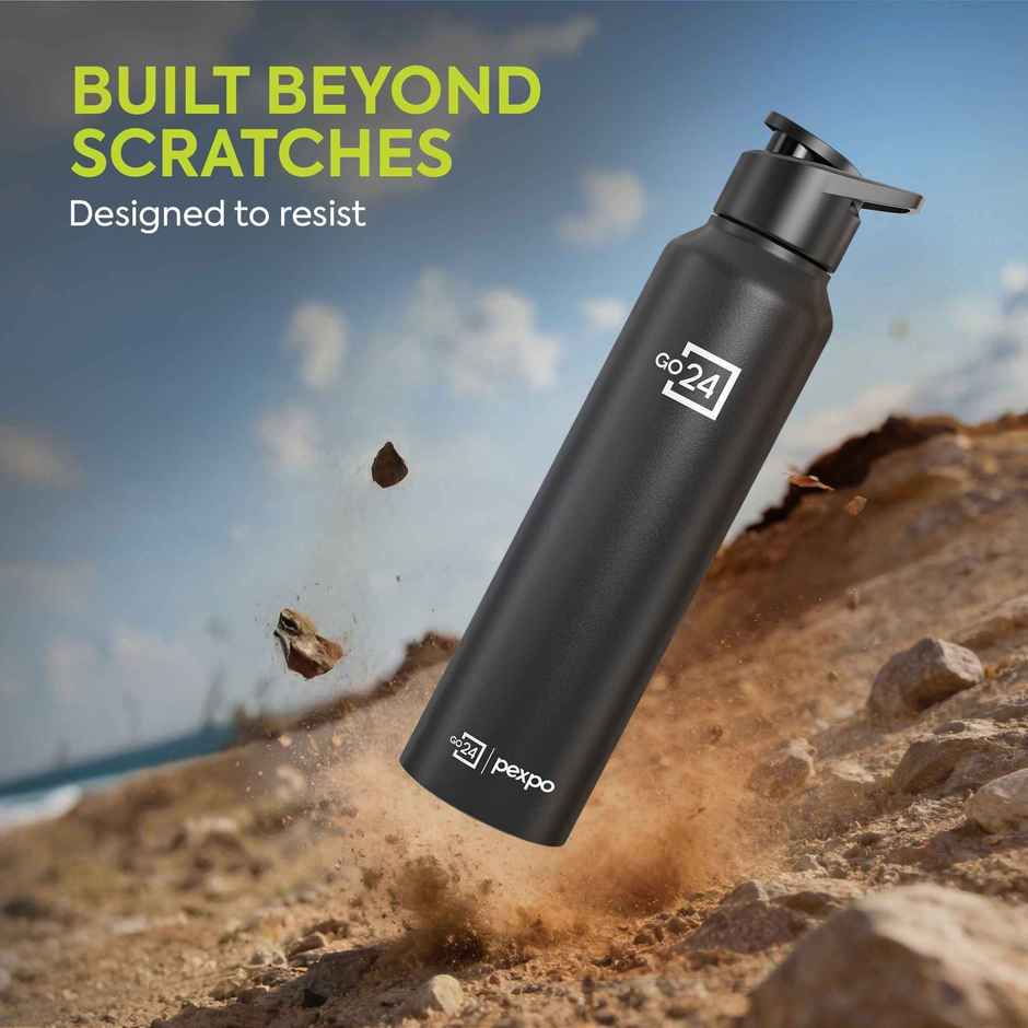 Pexpo Stainless Steel Chromo Sports/Fridge Sipper Water Bottle | Knight Black | 1 L