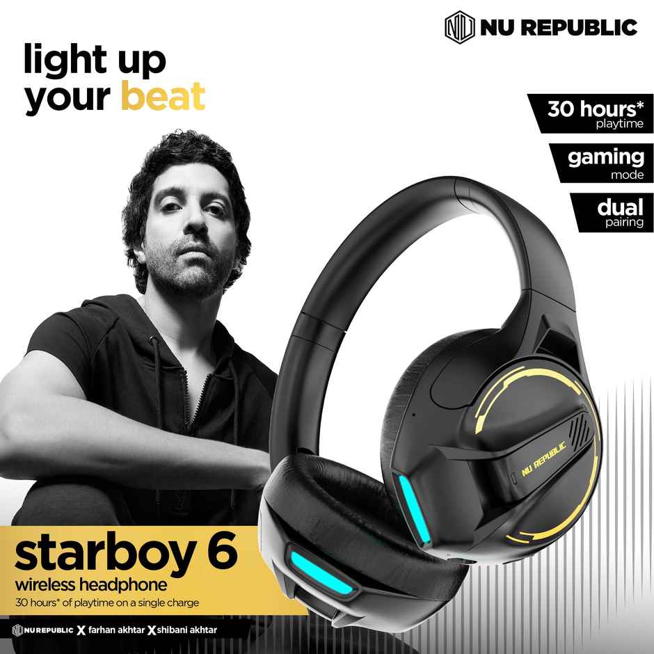 Nu Republic Starboy 6 With 30 Hrs Playtime Bluetooth Headphones | Black