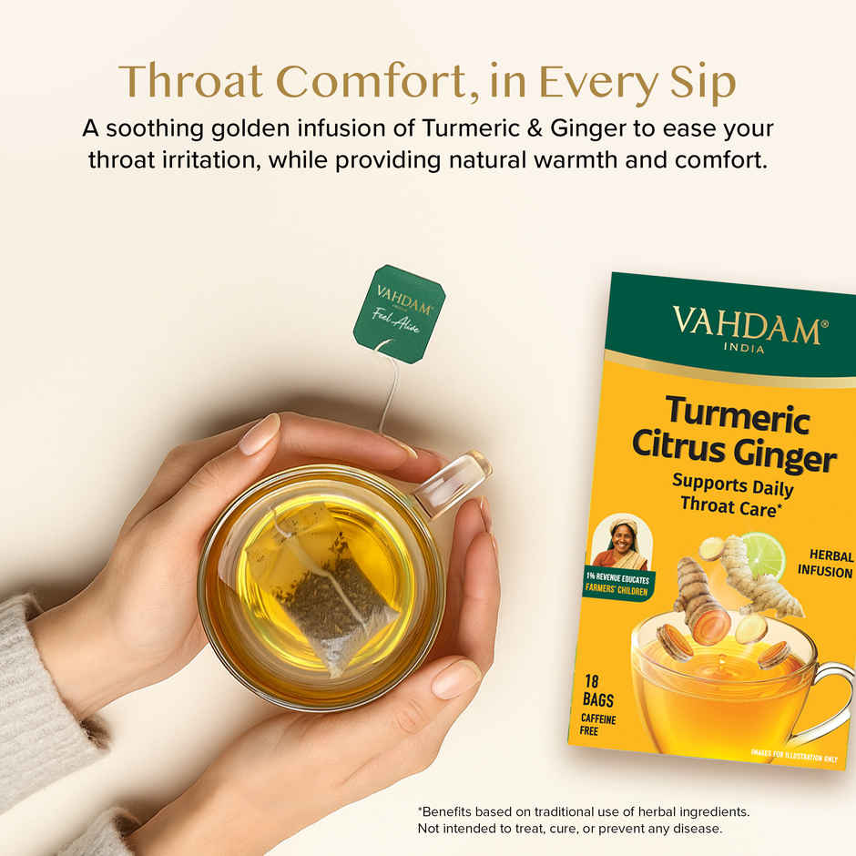 Vahdam Turmeric Citrus Ginger for Throat Relief | Herbal Infusion