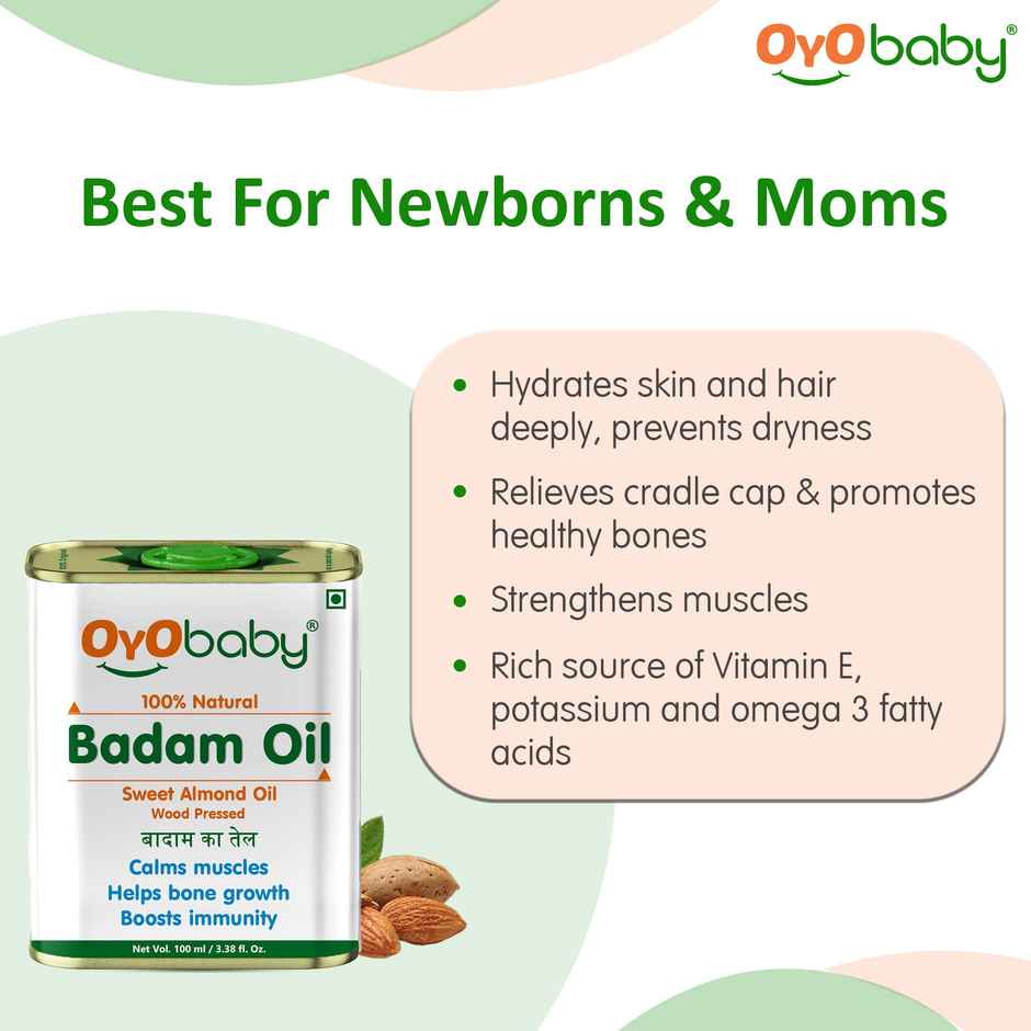 Oyo Baby Badam Rogan Hair Oil Sweet Almond Oil For Face Body Oil & Baby Massage Oil