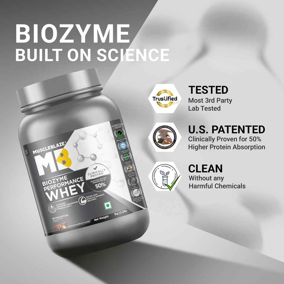 MuscleBlaze Biozyme Performance Whey Protein Powder (Chocolate Hazelnut)