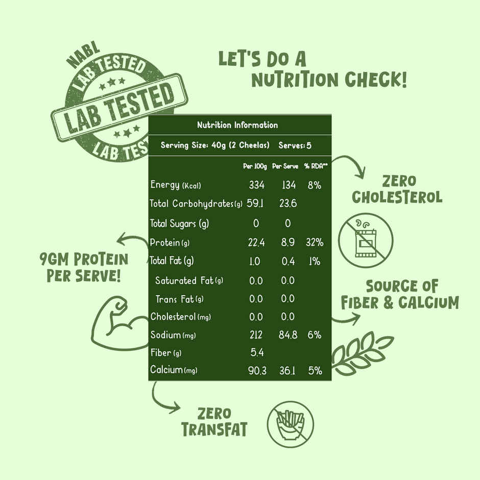 Gladful Spinach Protein Sprouted Lentils and Millets Instant Chilla Mix