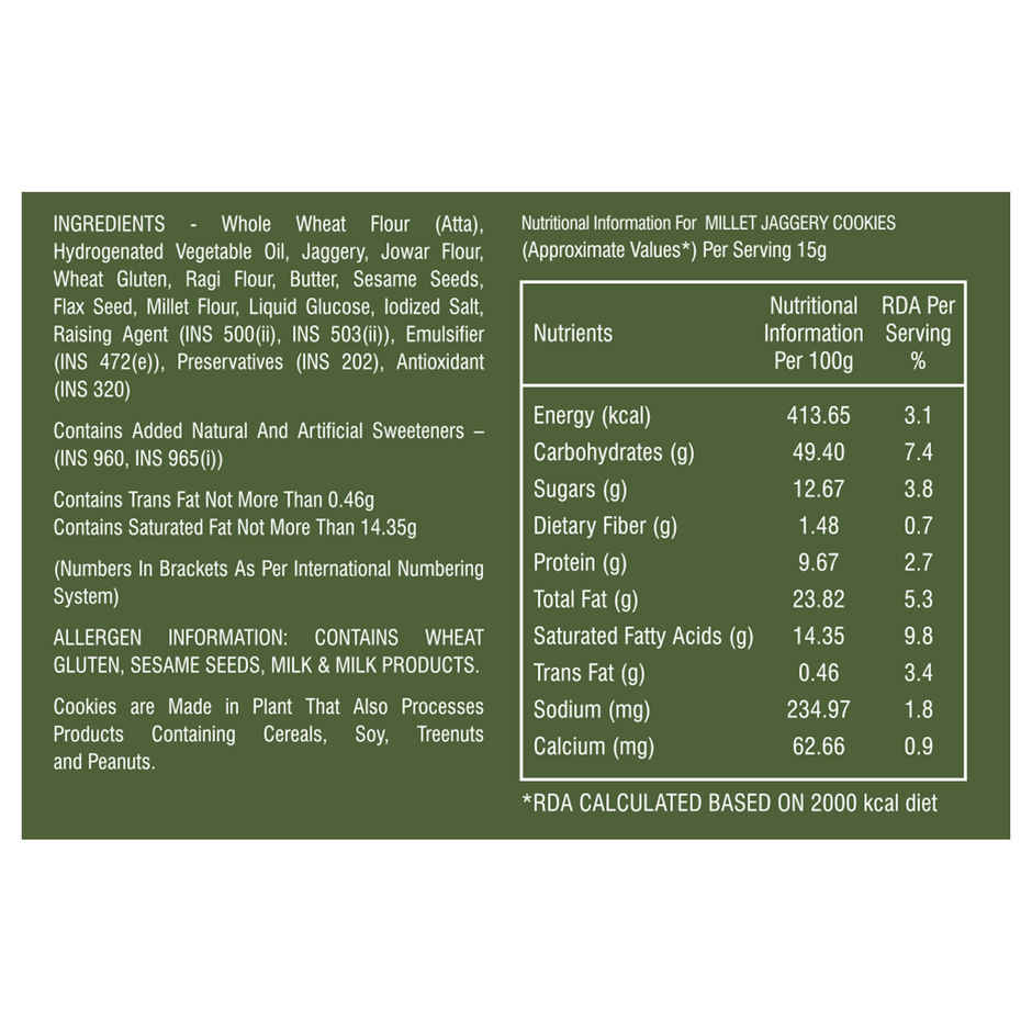 CookieMan Premium Millet Jaggery Ragi Atta Cookies Biscuits