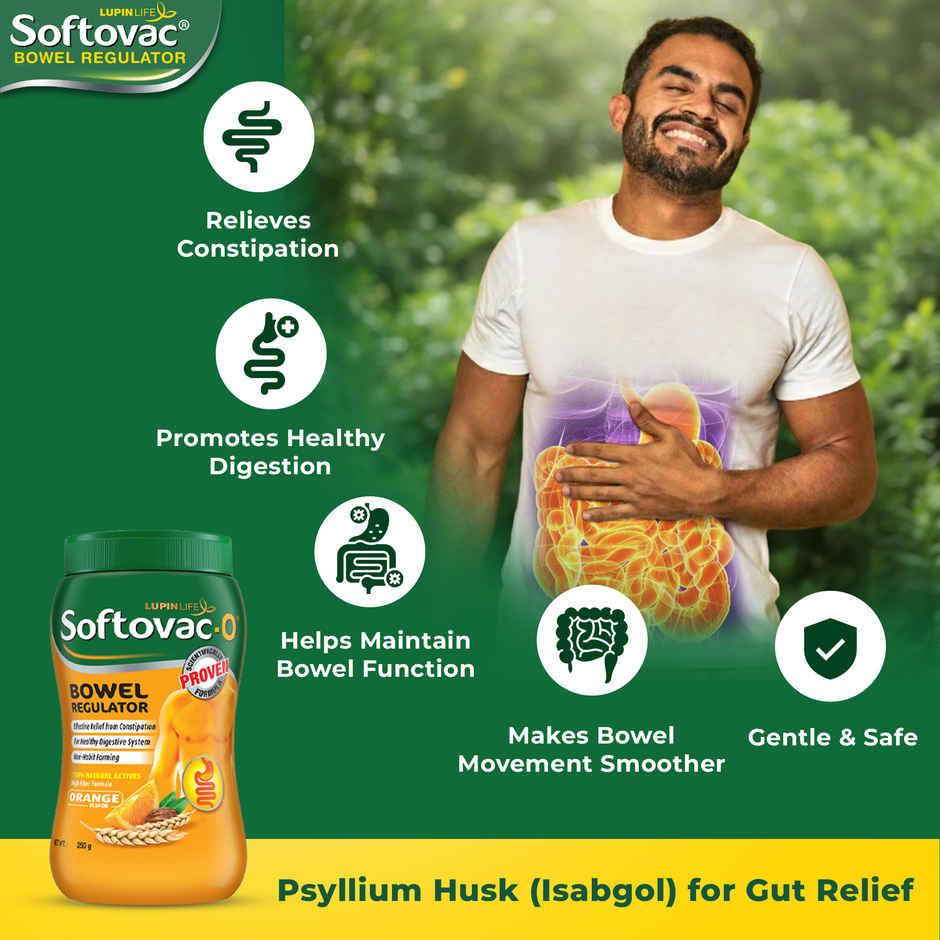 Softovac Isabgol Powder | Bowel Regulator Orange Flavour
