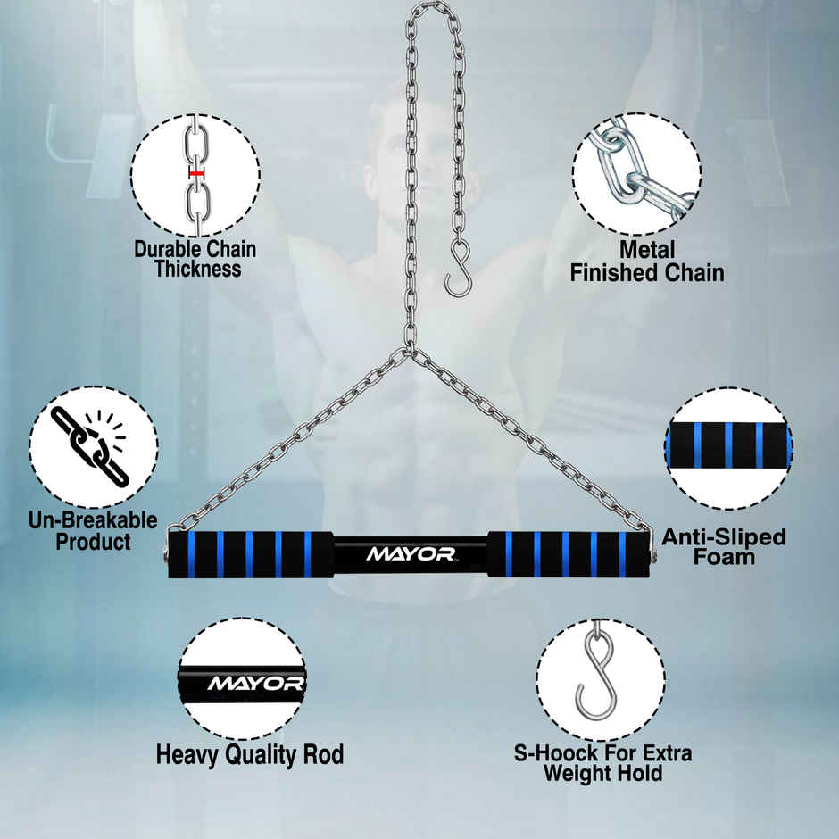 Mayor Hanging Rod Pull Up Bar For Home Workout | Upto 120 Kg Weight Capacity Pull-up Bar