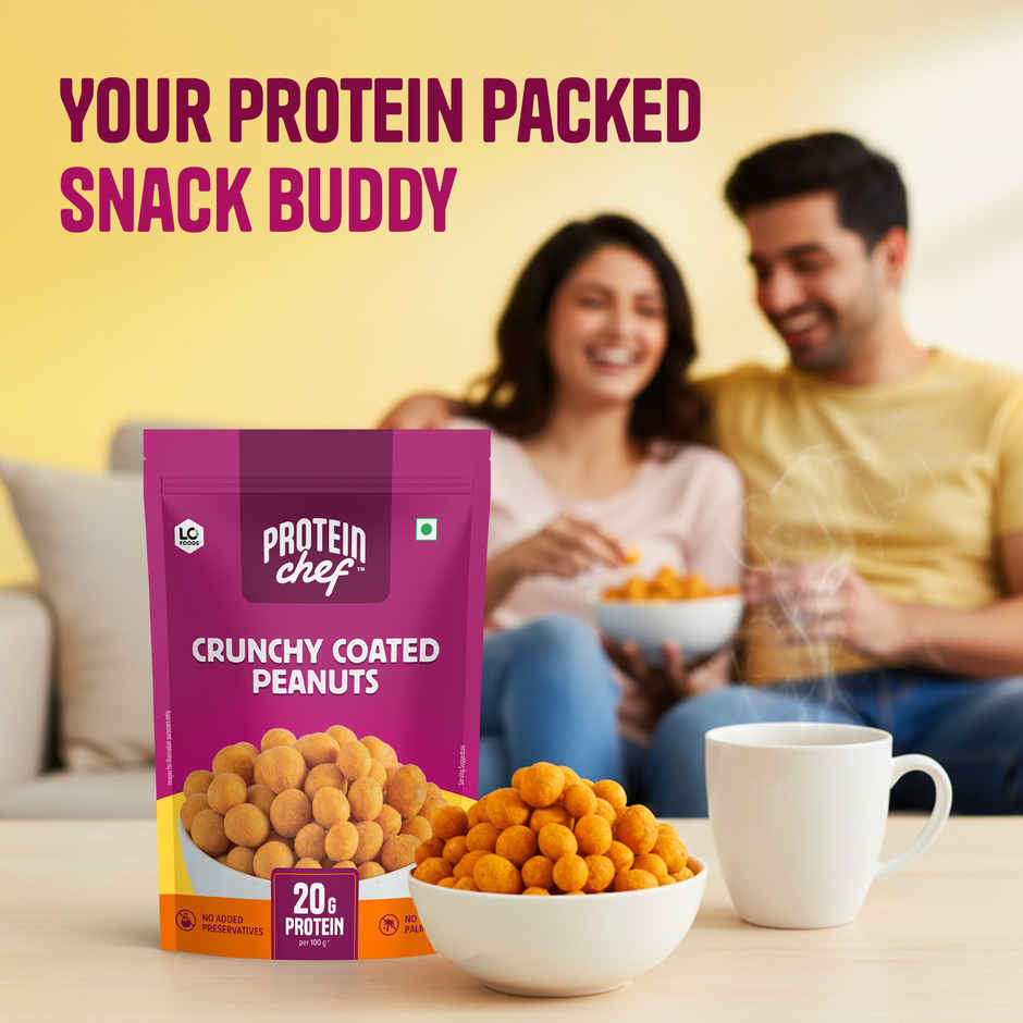 Protein Chef Crunchy Coated Peanuts | No Palm Oil Masala Roasted 20g Protein Healthy Snacks