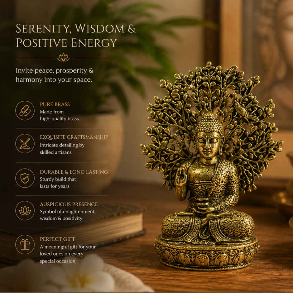 Pure Brass Buddha Idol | Estoria Collective