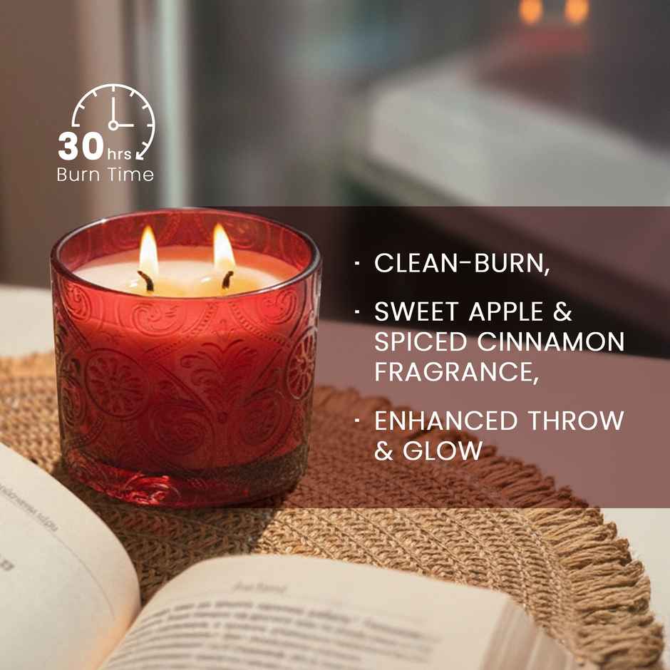 IRIS Apple Cinnamon Premium Glass Jar Candle | 30 Hours Burn Time | Home Decor