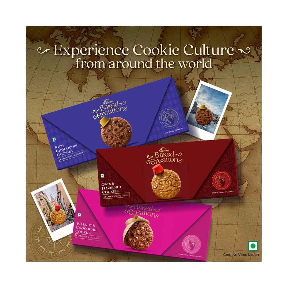 Oats & Hazelnut Cookies Crafted with Turkish Hazelnuts by Sunfeast Baked Creations