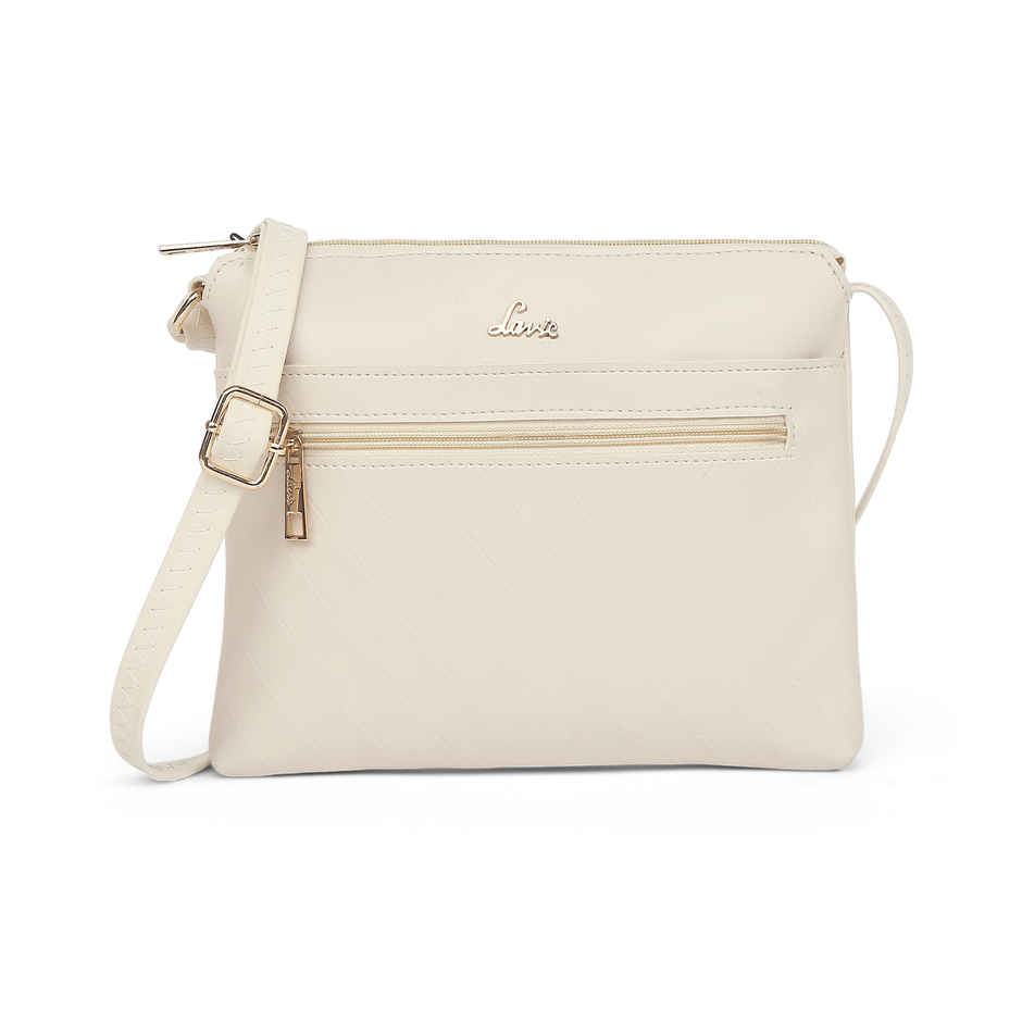 Lavie Women's Slim Top Zip Cross Body Sling Bag | Ladies Purse Handbag | Off White