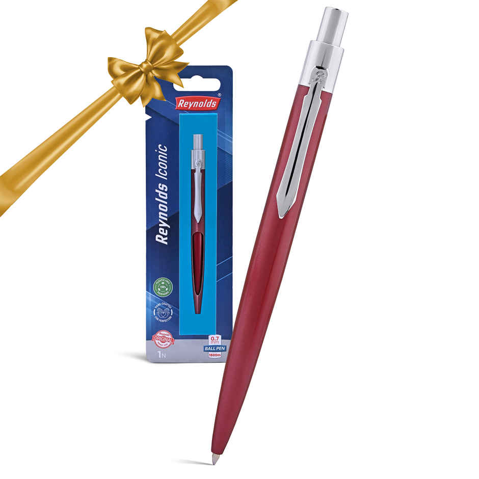 Reynolds Premium Tiktok Metal Pen, Maroon Bodycolor (Blue Pen)