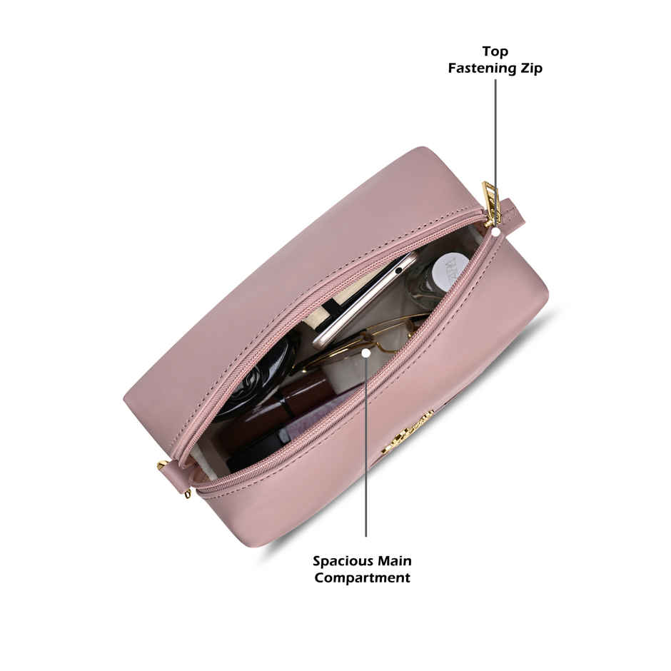 Lavie Women's Mono Ll Senna Box Crossbody Sling Bag | Ladies Purse Handbag | Pink